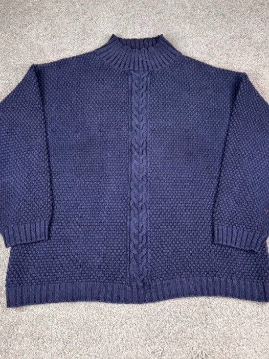 GAP Sweaters - Vintage Gap Sweater Women Medium Blue Pullover Boxy Cable Knit Textured 90s Y2K